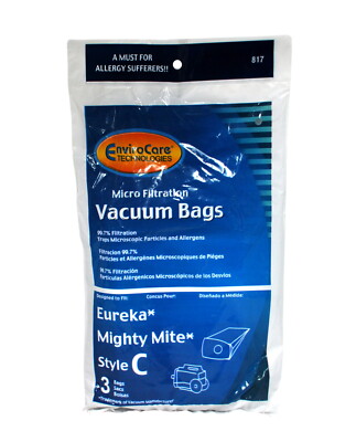 Envirocare Vacuum Bags Designed To Fit Eureka Mighty Mite Style C Vacuums 817