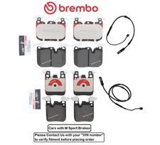 Front & Rear Brake Pad OE Brembo Ceramic +Sensor for BMW 335i xDrive / GT xDrive