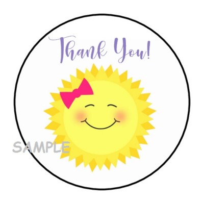30 THANK YOU SUNSHINE ENVELOPE SEALS LABELS STICKERS 1.5" ROUND ...