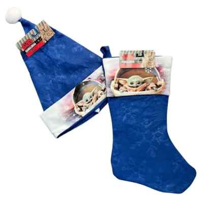 NEW Star Wars Baby Yoda The Child Mandalorian Stocking Blue Felt And Hat Set NEW