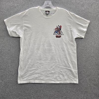 HUF x Marvel Men Shirt L White Graphic Print Spiderman Logo Short