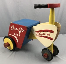 Vintage Playskool Car-Go Bike Ride On Toy Storage Under The Seat