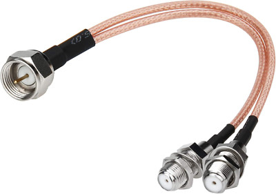 F-Type RG6 Splitter Coax Cable, 75Ohm TV Antenna 3 Way Splitter Combiner F Male