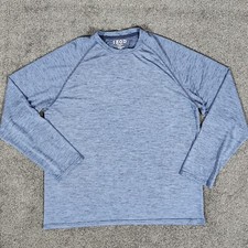 Izod Sleepwear Shirt Mens Large Sleepshirt Long Sleeve Blue Polyester Spandex