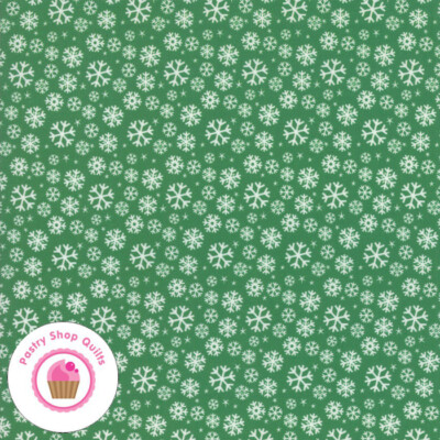 Moda JOLLY SEASON 35345 13 Green Snowflakes ABI HALL Quilt Fabric Christmas