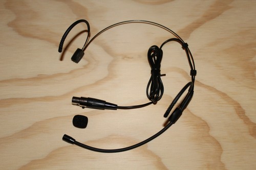 Black Double Earhook Headset Microphone for Shure Wireless-TA4F 4pin mini XLR - Picture 5 of 7