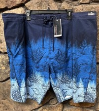 Roundtree  York Blue Printed Swim Trunks Swimwear Shorts Mens Sz 3XB,4XB NWT 69