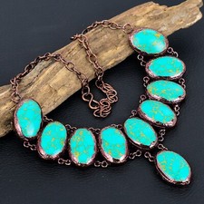 Arizona Turquoise Handmade Gemstones Copper Electroformed Necklace Gift For Love