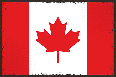 Holzschild 18x12 Kanadas Retro Flag of Canada Wand Deko Bar Kneipe Sammler Gesch