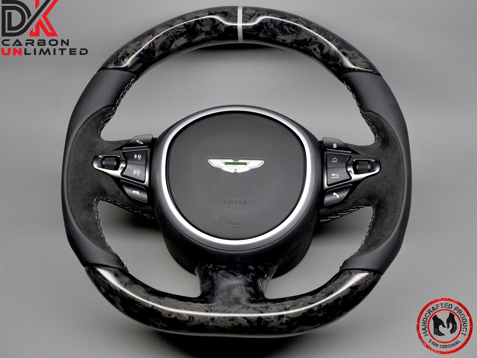 Aston Martin DBS Vantage DB11 White Matte Satin Forged Carbon Steering Wheel v3