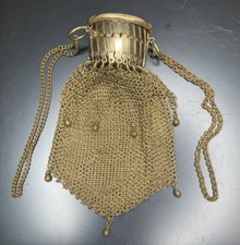 VTG Victorian Purse Expandable Double Metal Mesh Non-Magnetic 1 Dangle Missing