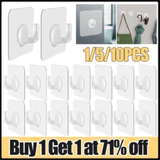 1-10X Self Adhesive Wall Hooks Heavy Duty Stick On Door Hanger Sticky Home Decor