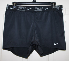 NWT Nike Swim Fusion Logo Tape Women's Large 3" Kickshort Black NESSD187-001