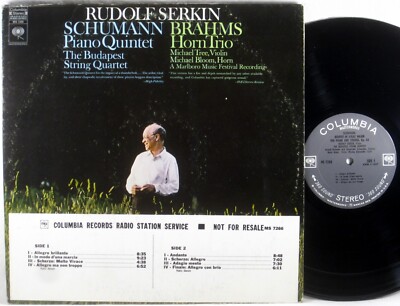 COLUMBIA 2-EYE PROMO Schumann Brahms SERKIN BUDAPEST STRING QUARTET MS-7266 VG+