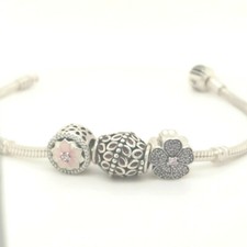 Pandora silver 925 792085pcz 791035en33 791481pcz many flower slide charm NEW
