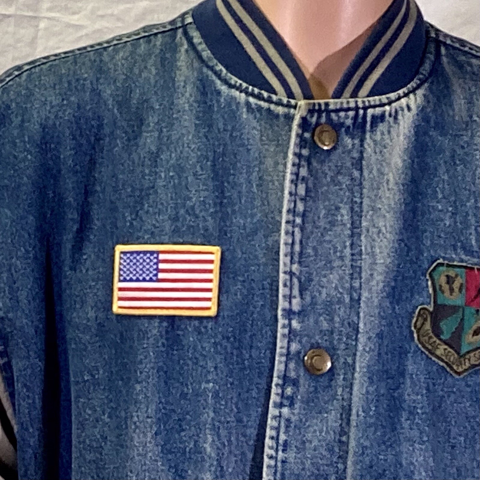 Luna Pier Denim Varsity Jacket Men's XL Vintage “… Gem