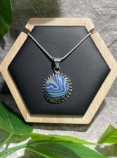 Handmade 18" Necklace  1.5  Rainbow Calsilica Pendant 925 Silver Plated B2013