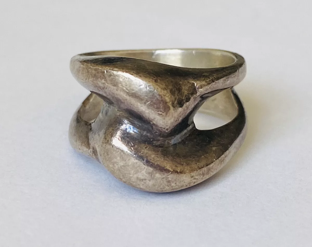 Vintage Heavy Chunky Sterling Silver 925 MEXICO Ring Size 7
