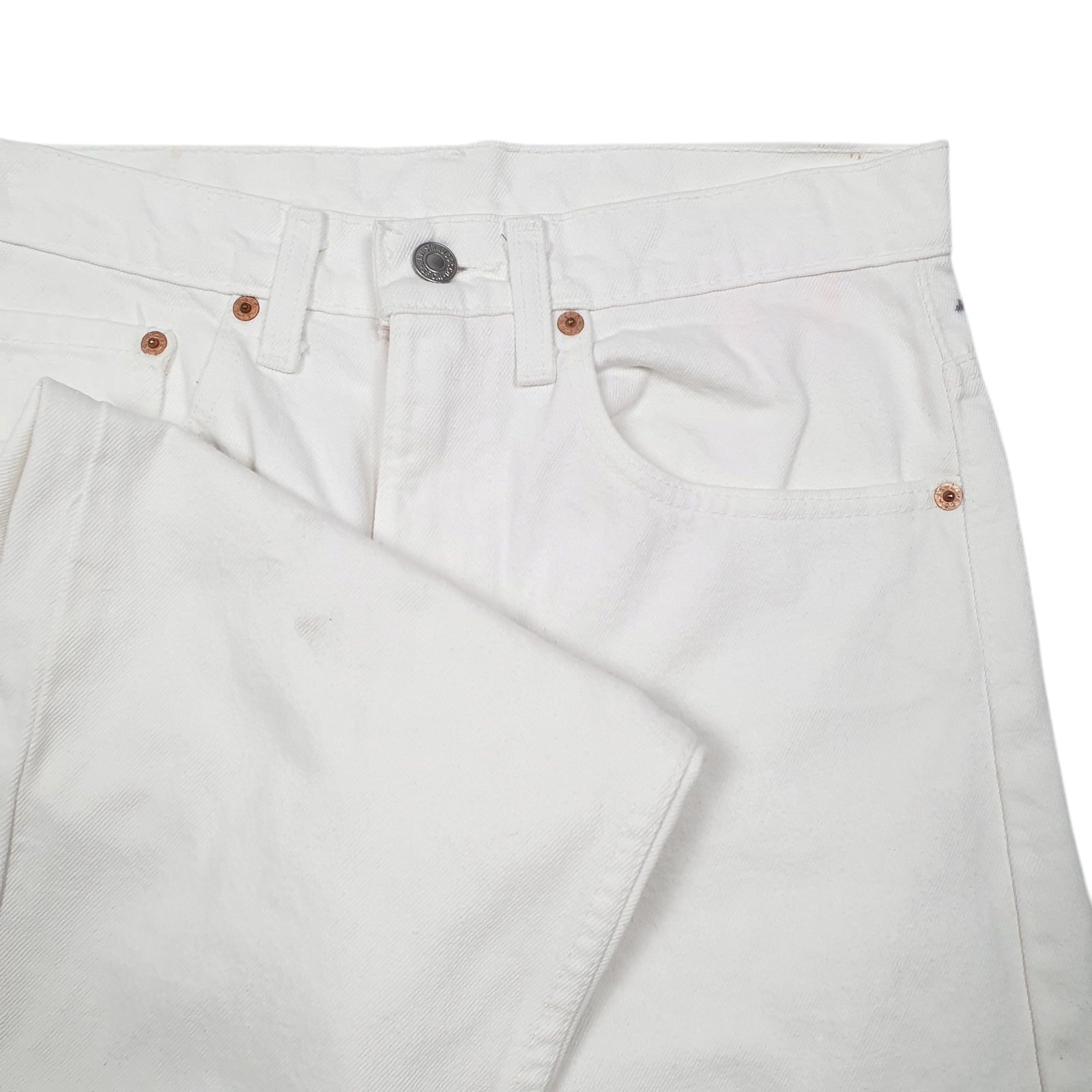 LEVIS 505 Jeans Regular Fit White Denim Trousers Vintage 90s Made In USA W30 L29 image 4