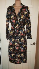 Boohoo Floral Print Maxi Shirt Dress Black Size 8 NWT
