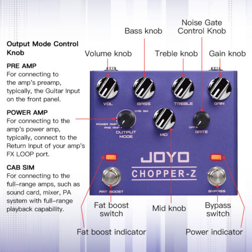 JOYO Pedale Chitarra Distorsione Moderno Tono Metallo Amplificatore Alto Guadagno Simulatore 3 Bande EQ - Foto 7 di 12