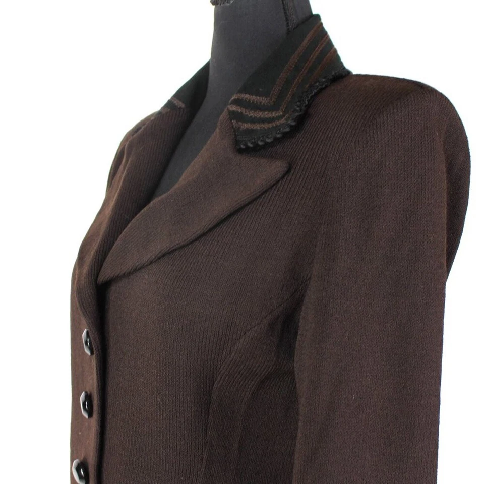 Colección St. John Marrón Santana Tejido Negro Gamuza 2 Piezas Falda Chaqueta Conjunto 6 Foto 3 de 4