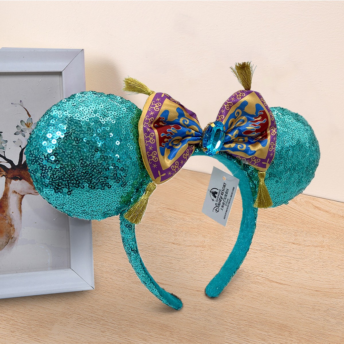 Disney Parks Minnie Ears Aladdin Princess Jasmine Magic Carpet Bow Headband NWT Disney Fashion Headbands Princess Jasmine, in Magic Carpet  main image 3