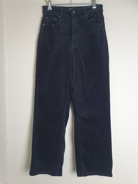 Glassons  Womens Black Corduroy  Pants Size 8 W26 L28 Baggy Straight Leg Cotton 