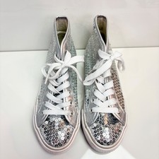 Girls Dance Shoes Weissman W320 High Pop Silver Sequin Sneakers High Top Comp