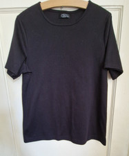 BM Ladies T shirt Size UK M Black polyester Cotton mix Short Sleeves preworn