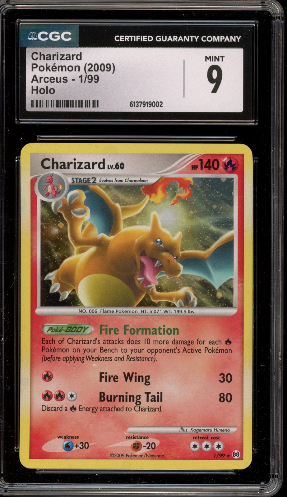 Pokemon Charizard Platinum Arceus Holo Rare #1 CGC 9 Mint