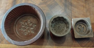 3 pots en bois,moules à beurre - Photo 1/3