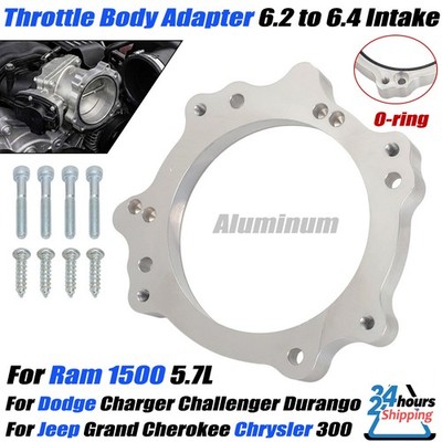 For Hellcat Throttle Body Adapter 6.2 to 6.4 Intake Charger Challenger Aluminum
