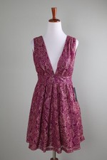 LULUS NWT $79 Metallic Lace Lined Mini Pleated Sleeveless Dress Size Small
