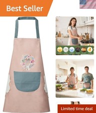 Elegant Woman's Cooking Apron with Big Pocket  Adjustable Straps - Pink Floral
