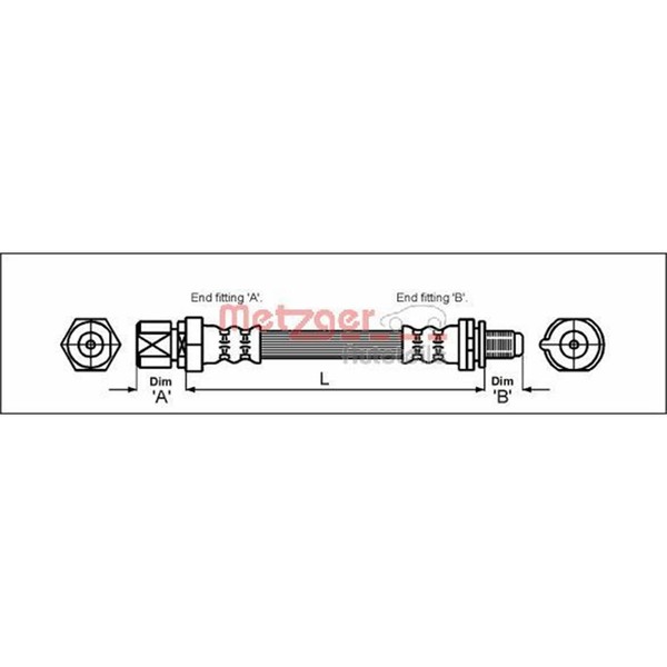 Metzger Bremsschlauch Hinten Passend FüR Opel Astra Vectra Saab 9-3 900 | 411473-image