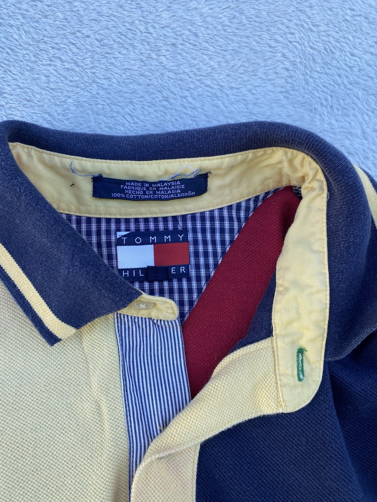 Vintage Tommy Hilfiger Polo Shirt Double Sided Rare Mens Sz L Color Block thumbnail 11