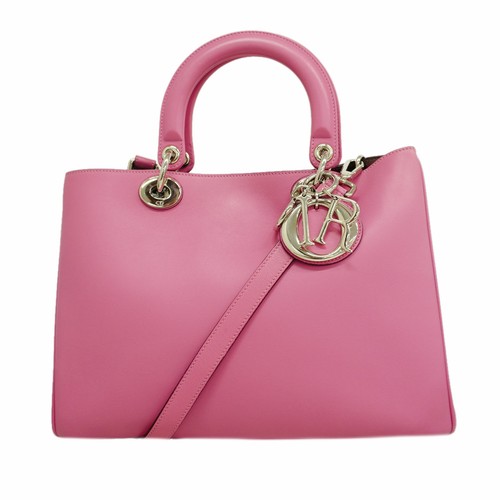Auth [6kb0934] Christian Dior Handbag Lady Dior Leather Pink Silver metal fi...