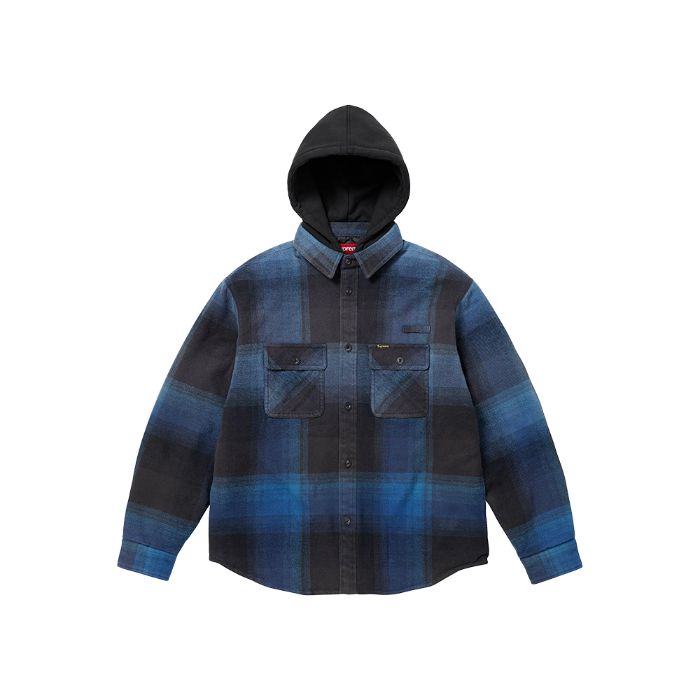 Supreme Quilted Lined Hooded Flannel Shirt Blue Plaid 25SS
