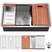 30 In. Undermount Single Bowl 18 Gauge Brushed Chrome Stainless Steel Kitchen Si