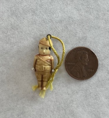 Vintage Celluloid Cracker  jack Prize Gumball Charm WW1 Shimmikins Doughboy