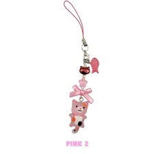 Custom Phone Charm Pink 2 Pastel Cat Handmade Beaded Bag Keychain
