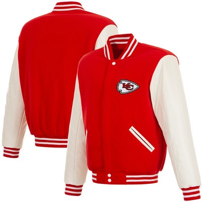 JH Design Kansas City Chiefs Reversible Red  & White Varsity Jacket