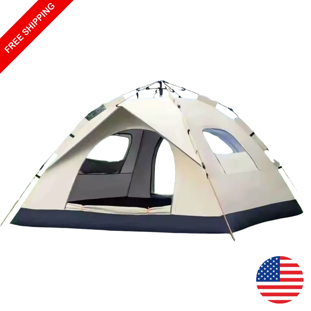 Automatic Quick-Open Camping Tent, 2 Doors & 2 Windows, Outdoor Travel