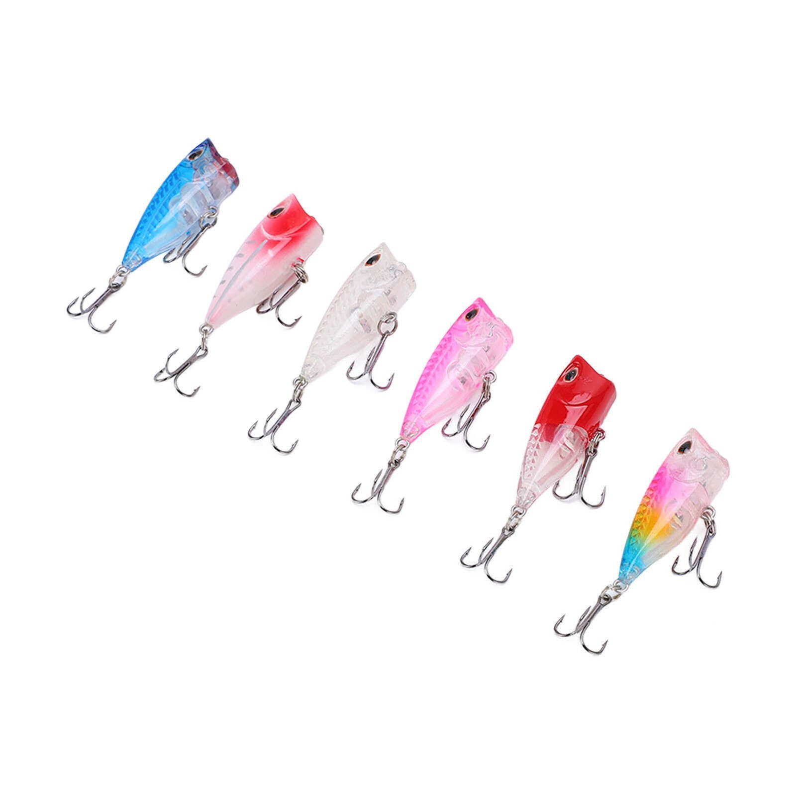 6Pcs Hard Bait Top Water Fishing Poppers 3D Eyes Lifelike Swimbait - Image 11