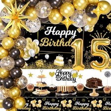 th Birthday Decorations for Boys Birthday Decorations Include Black and Gold 15