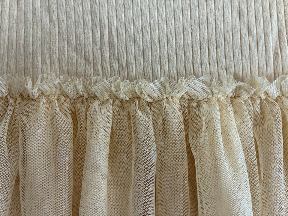 Vestido de manga corta con falda forrada de tul amarillo liso Wonder Nation para niños niñas XS 4-5 Foto 3 de 4