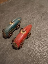 Automatic Toy Co. USA Tin Toy Wind-up Race Cars. 1950 s Auto Speedway