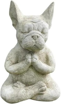 Yoga Bulldog Pose Meditation Dog Resin Statue Ornaments Waterproof Prayer Zen...