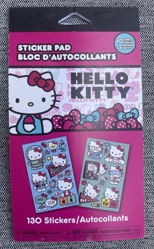 Hello Kitty by Sanrio Sticker Pad NEW 10 Sheets 2 Designs 130 Stickers